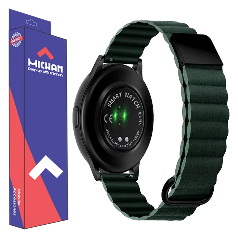 بند میچان مدل چرمی مگنتی مناسب برای ساعت هوشمند سامسونگ Galaxy watch active/Galaxy watch active2 40mm/galaxy watch active2 44mm