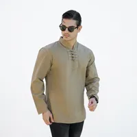 پیراهن آستین بلند یقه دیپلمات با تنخور آزاد مردانه تاج نیا مدل گره ای