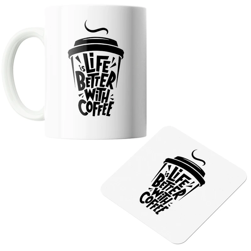 ماگ پاد آفرین مدل  Coffee کد z324 به همراه زیر لیوانی