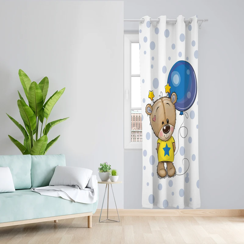 پرده طرح کودک مدل مخمل پانچی کد L 1827 Z سایز 140x200 سانتی متر