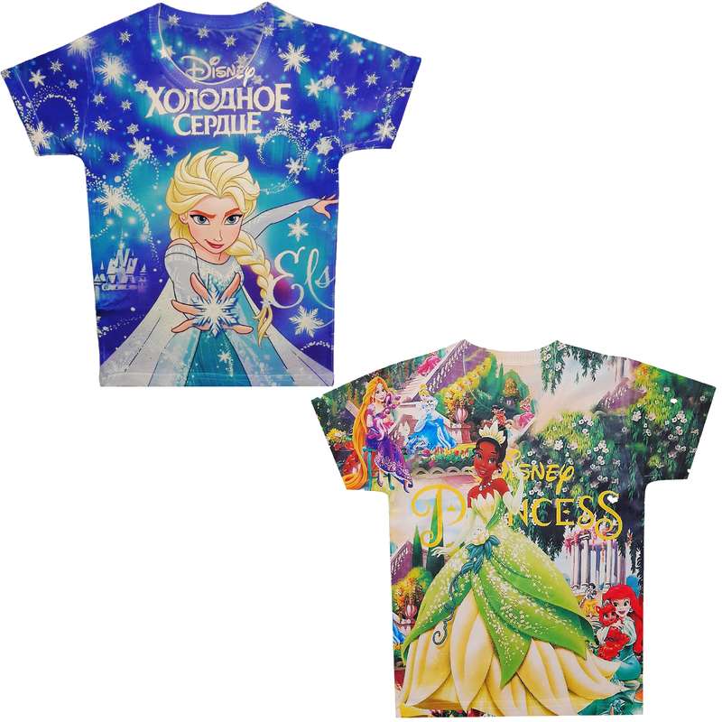 تی شرت دخترانه طرح السا و پرنسس تیانا کد 41 مجموعه 2 عددی