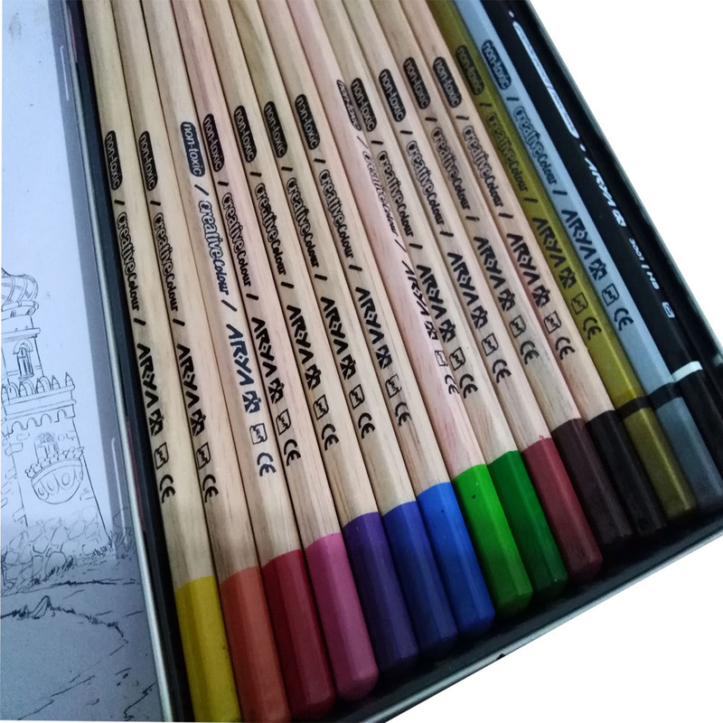 مداد رنگی 15 رنگ آریا طرح قلعه کد 3+12