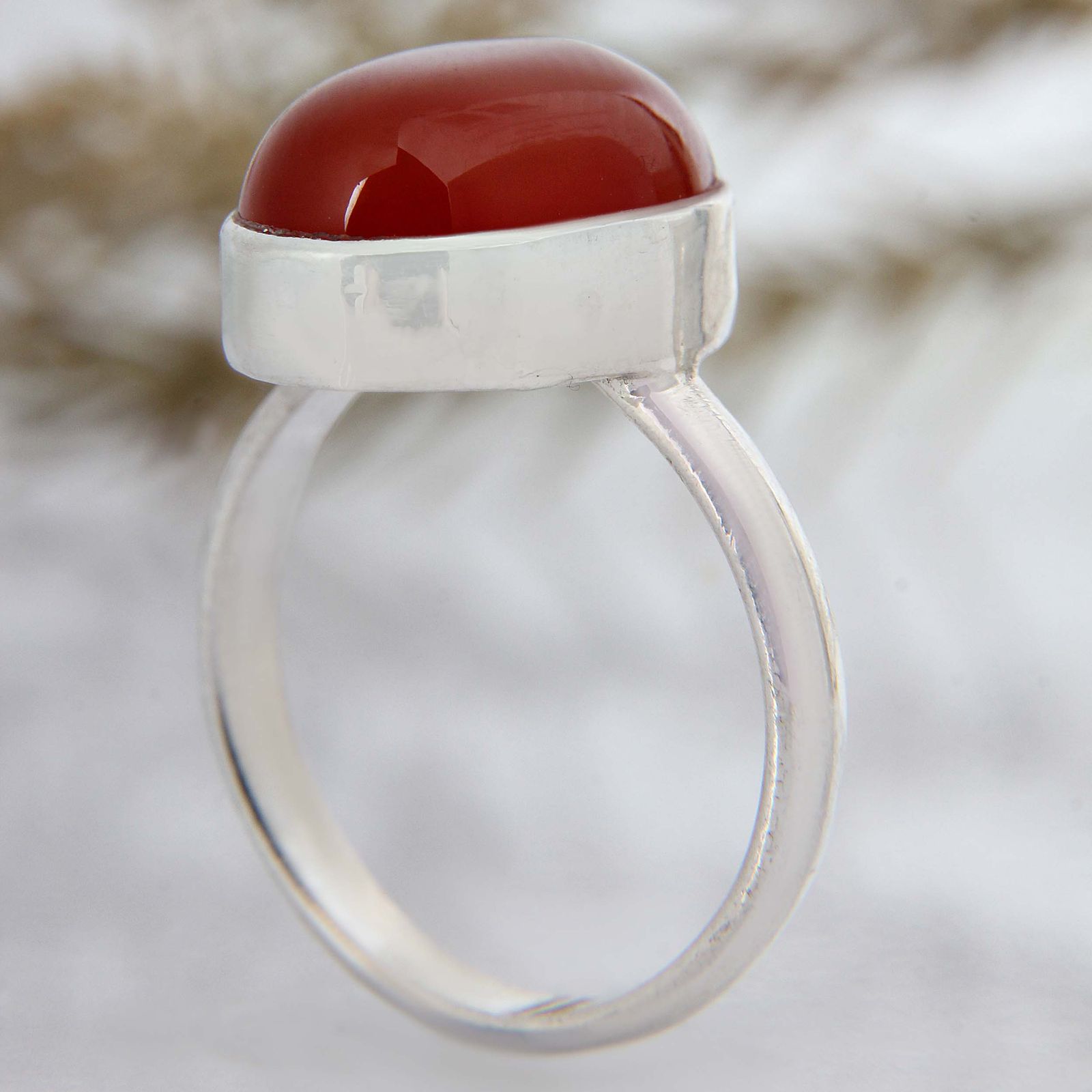 انگشتر نقره زنانه مدل رکاب پشت بسته حرز دار سنگ عقیق کد AW_700 -  - 2