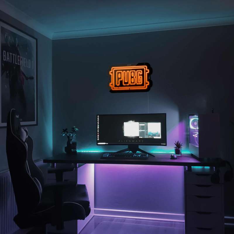 چراغ دیواری نئون دیزاین مدل Pubg-Logo-BL_ORG