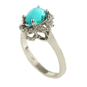 انگشتر نقره زنانه مدل فیروزه نیشابور کد FW3065