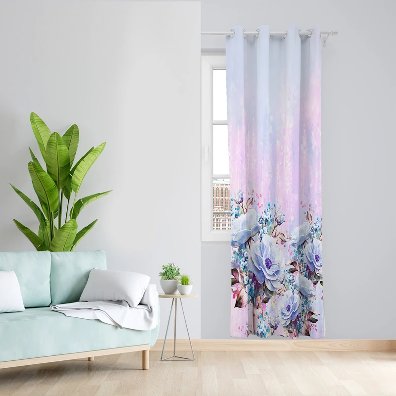 پرده طرح گل مدل مخمل پانچی کد L 1127R Z سایز 140x200 سانتی متر