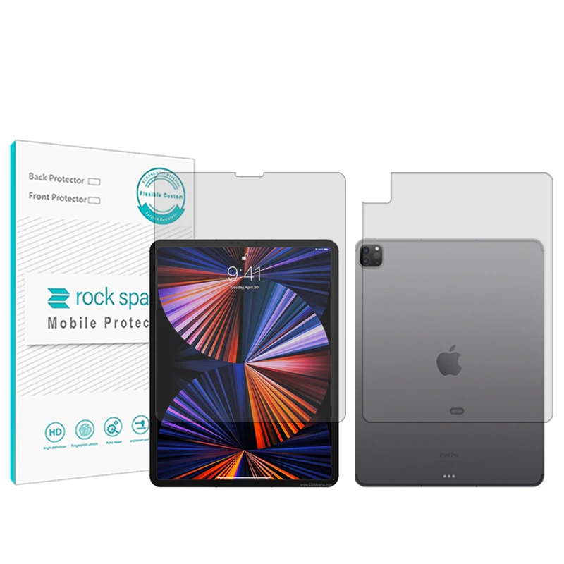 محافظ صفحه نمایش شفاف راک اسپیس مدل Hygel مناسب برای تبلت اپل iPad Pro 12.9 (2021) به همراه محافظ پشت تبلت