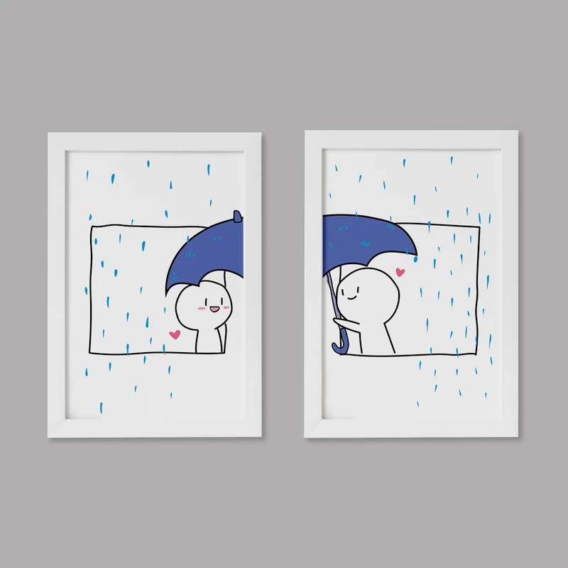 تابلو خندالو مدل دکوراتیو عاشقانه LOVE کد M79 مجموعه 2 عددی