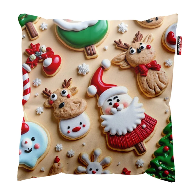 کوسن پاد آفرین طرح کریسمس بابانوئل کد 2642 سایز 30*30 سانتی متر