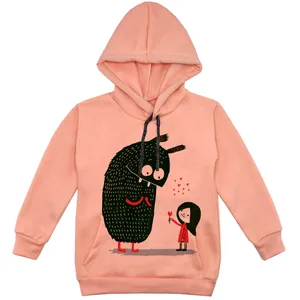 هودی دخترانه مدل دختر و هیولا F127 رنگ گلبهی 