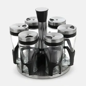 ست جای ادویه 6 پارچه کاپریس مدل پارادایس نیمه استیل به همراه استند