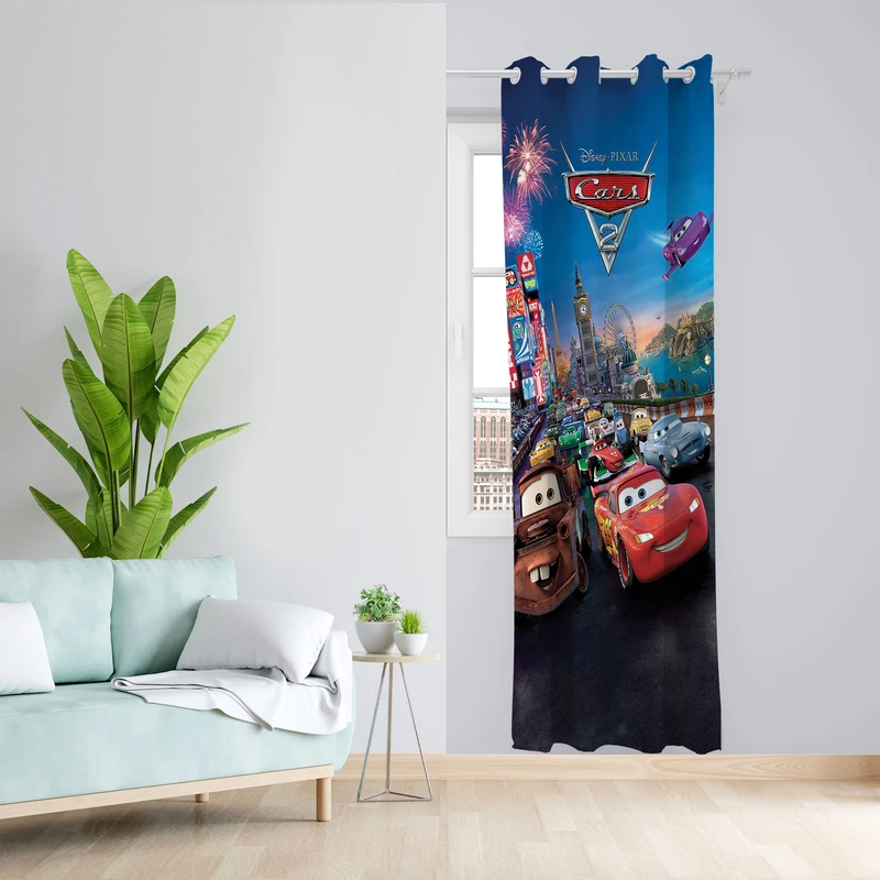  پرده مدل ماشین ها مخمل پانچی کد 343 سایز 140x280 سانتی متر