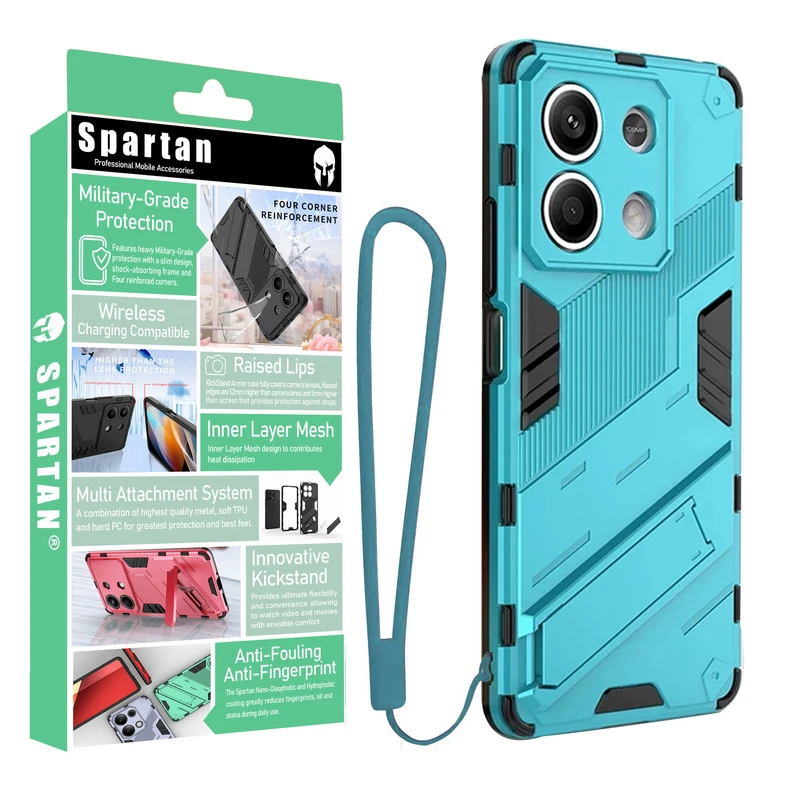 کاور اسپارتان مدل Bibercas Strap مناسب برای گوشی موبایل شیائومی Redmi Note 13 Pro 4G / Poco M6 Pro 4G به همراه بندآویز