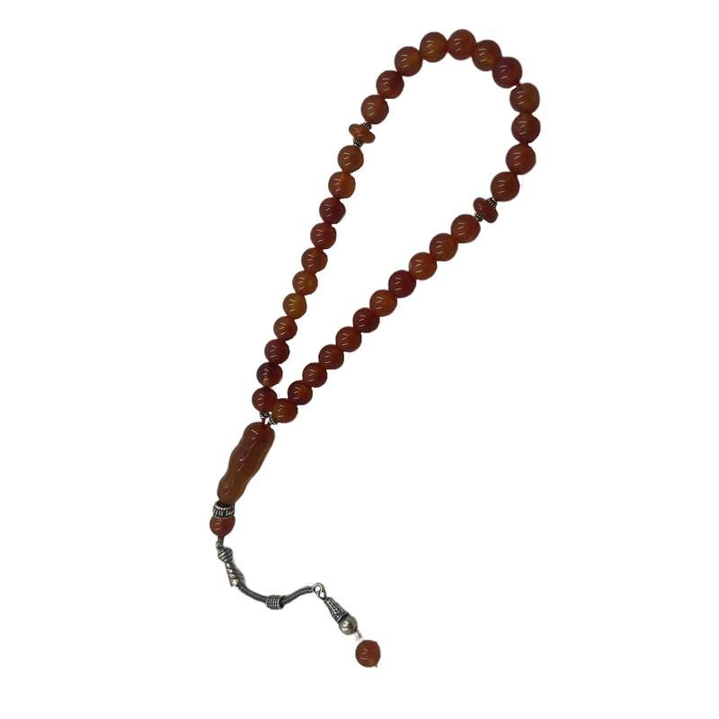 تسبیح نقره گالری ظهیرالدینی مدل ROS-62 عقیق