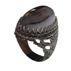 انگشتر نقره مردانه مدل عقیق چرب یمن کد ACY214195