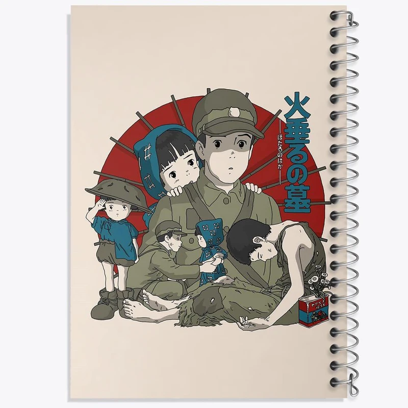 دفتر شطرنجی 50 برگ خندالو طرح انیمیشن گورستان کرم های شب تاب کد 13708