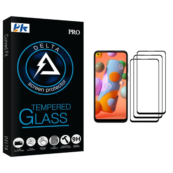 محافظ صفحه نمایش پی کی مدل Delta Glass مناسب برای گوشی موبایل سامسونگ Galaxy A11 بسته سه عددی