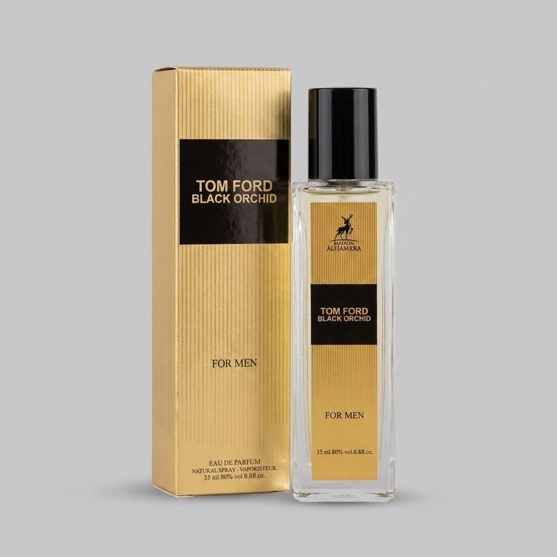 عطر جیبی مردانه الحمبرا مدل TOM FORD BLACH ORCHID با رایحه خنک و تلخ و تند حجم 35 میلی‌لیتر