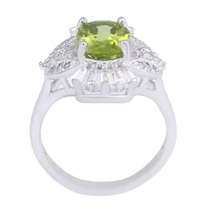 انگشتر نقره زنانه مدل سنگ زبرجد تراش جواهری گد AWR_914