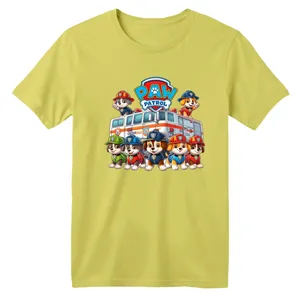 تی شرت آستین کوتاه بچگانه مدل سگ نگهبان کد 1 رنگ زرد لیمویی