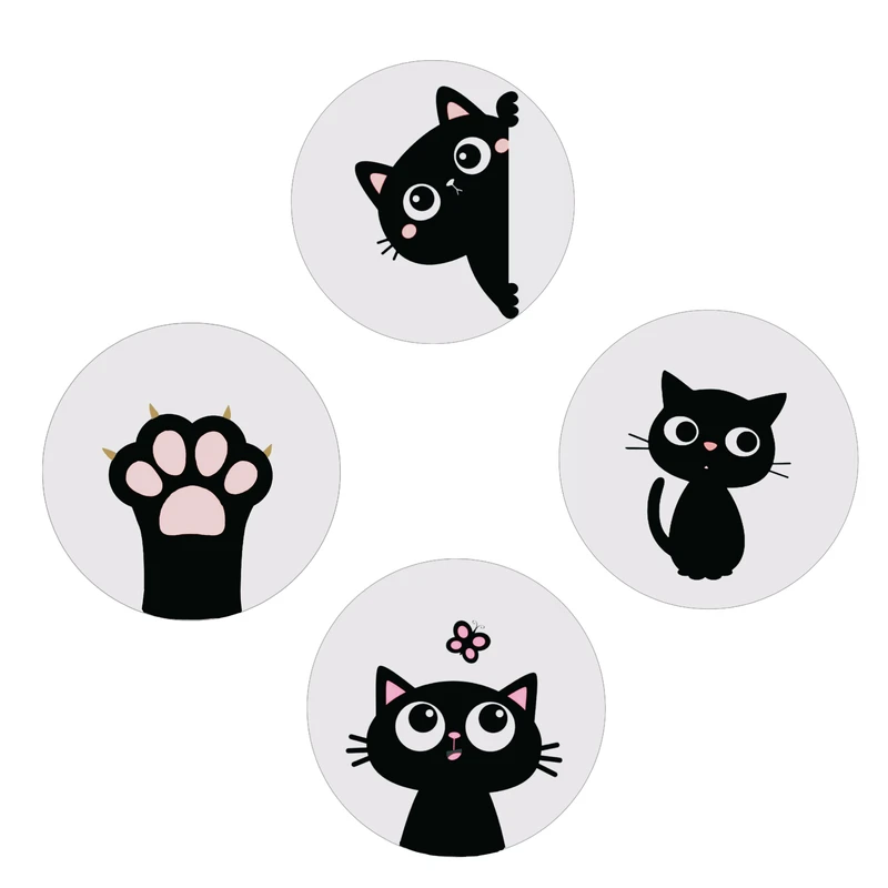 بشقاب دیوارکوب سفالی طرح گربه کد D496 مجموعه 4 عددی