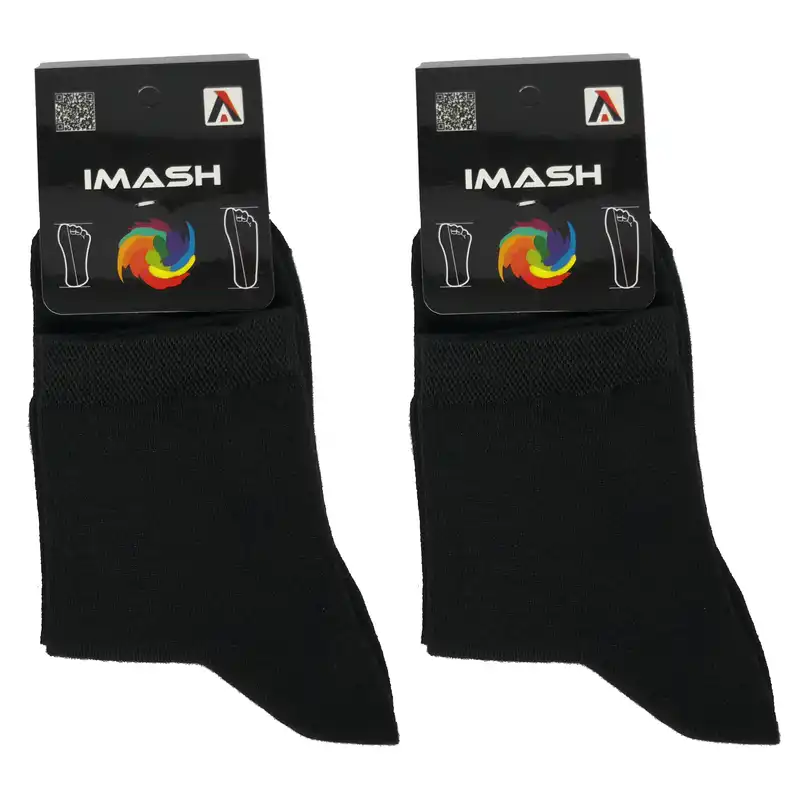 جوراب زنانه مدل نیم ساق ساده نخی رنگ مشکی بسته 2 عددی