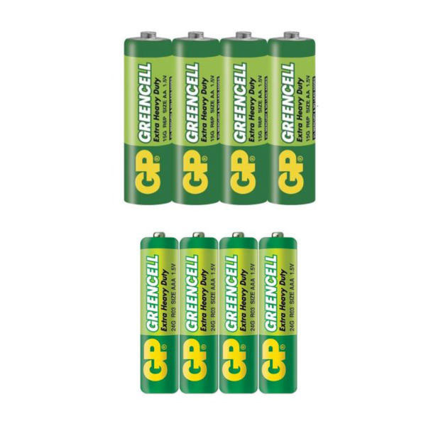 باتری قلمی و نیم قلمی جی پی مدل Green Cell  بسته 8 عددی
