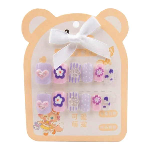 ناخن مصنوعی دست کودک مدل فانتزی کد 05 بسته 10 عددی