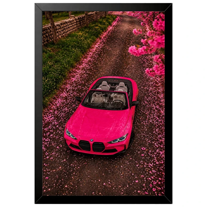 تابلو بکلیت طرح ماشین و خودرو بی ام و BMW M4 مدل B-pe130241 فریم مشکی