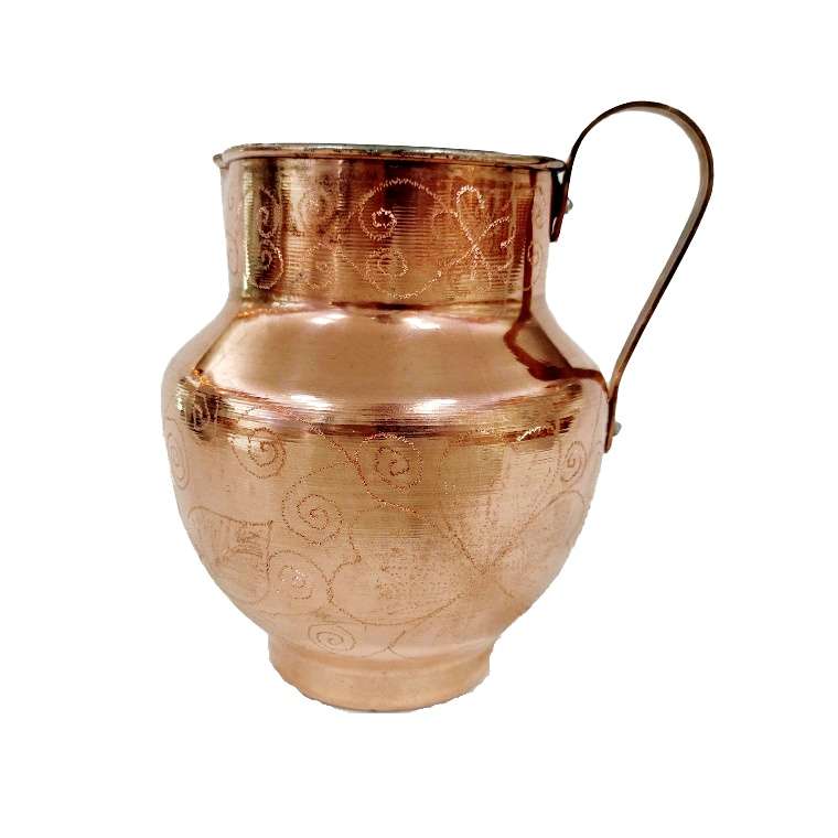 پارچ مسی مدل خمره ای طرح سوزنی کد AZ_P02