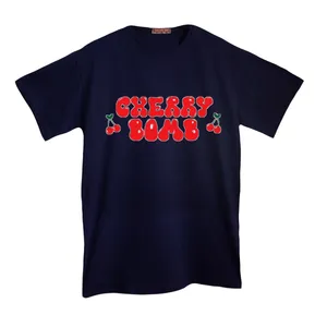 تی شرت لانگ  آستین کوتاه زنانه مدل بمب گیلاس رنگ سرمه ای