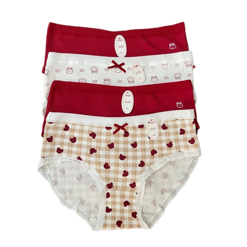 شورت زنانه مدل نخ پنبه عروسکی بسته 4 عددی