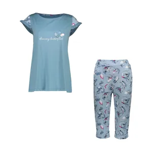 ست تی شرت و شلوارک زنانه ناربن مدل 3273-1521706رنگ آبی