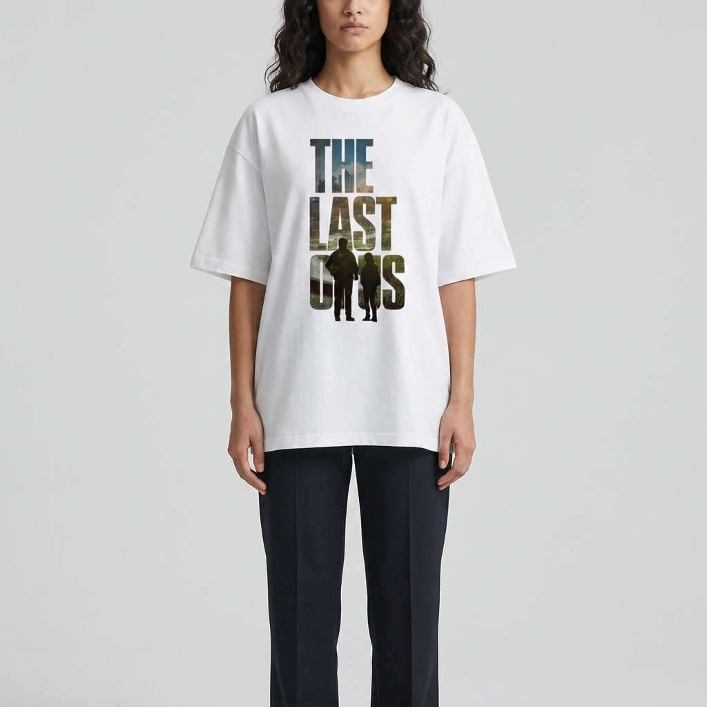تی شرت آستین کوتاه زنانه پنبه یکرو طرح حیوانات باکسی مدل LAST OF US  کد v1