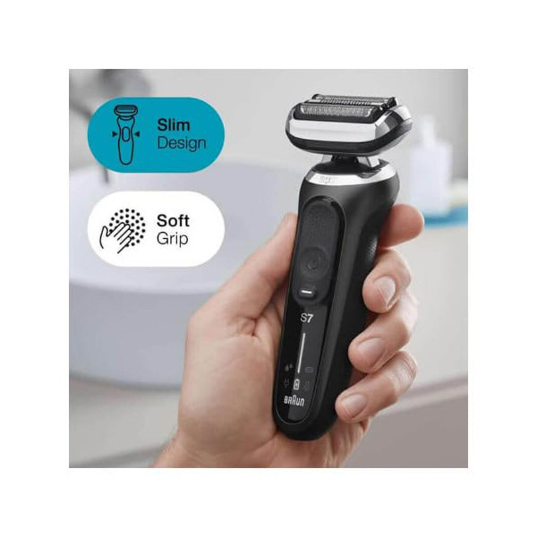 ماشین اصلاح موی صورت براون مدل 7075cc با تیغه‌های منعطف 360FLEX SYSTEM، تکنولوژی اسکن هوشمند مو، ضدآب، شارژ سریع 5 دقیقه‌ای، استیشن SmartCare چهار کاره، سری خط زن مجزا و شانه‌های 1 تا 7 میلی‌متر
