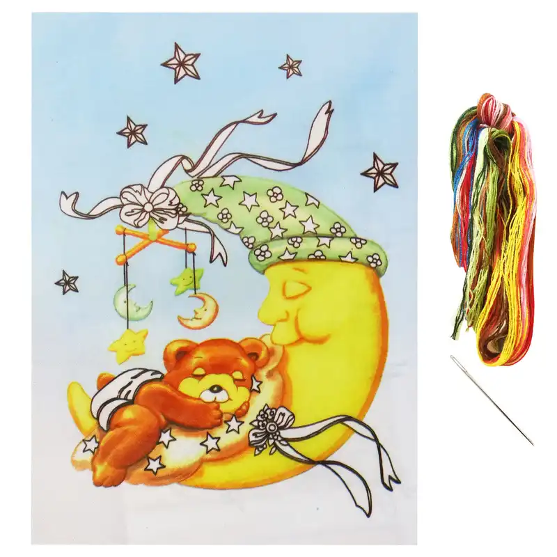 بسته گلدوزی نمونه مدل ماه و خرس  کد 63 مجموعه 3 عددی