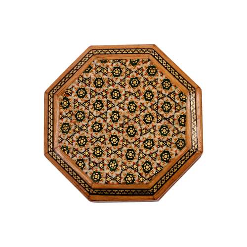 جعبه جواهرات خاتم کاری مدل شش ضلعی کد 05