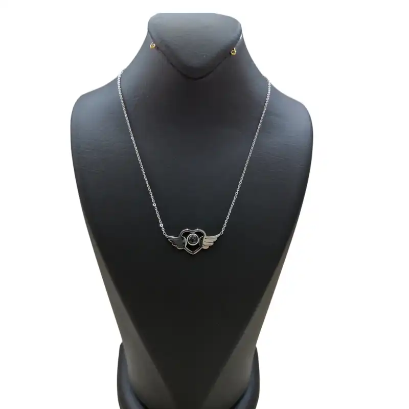 گردنبند زنانه استینلس استیل طرح بال فرشته ای