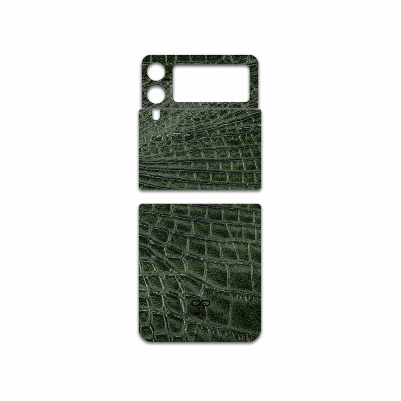 برچسب پوششی ماهوت مدل Green-Crocodile-Leather مناسب برای گوشی موبایل سامسونگ Galaxy Z Flip3 5G