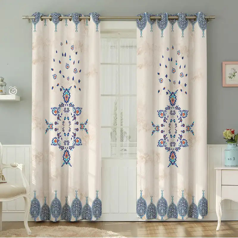 پرده نیروانا طرح سنتی مدل مخمل کد 8716 سایز 140×280 سانتی متر