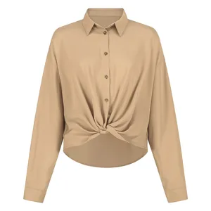 شومیز آستین بلند یقه برگردان زنانه مدل پیچی بوخیR38