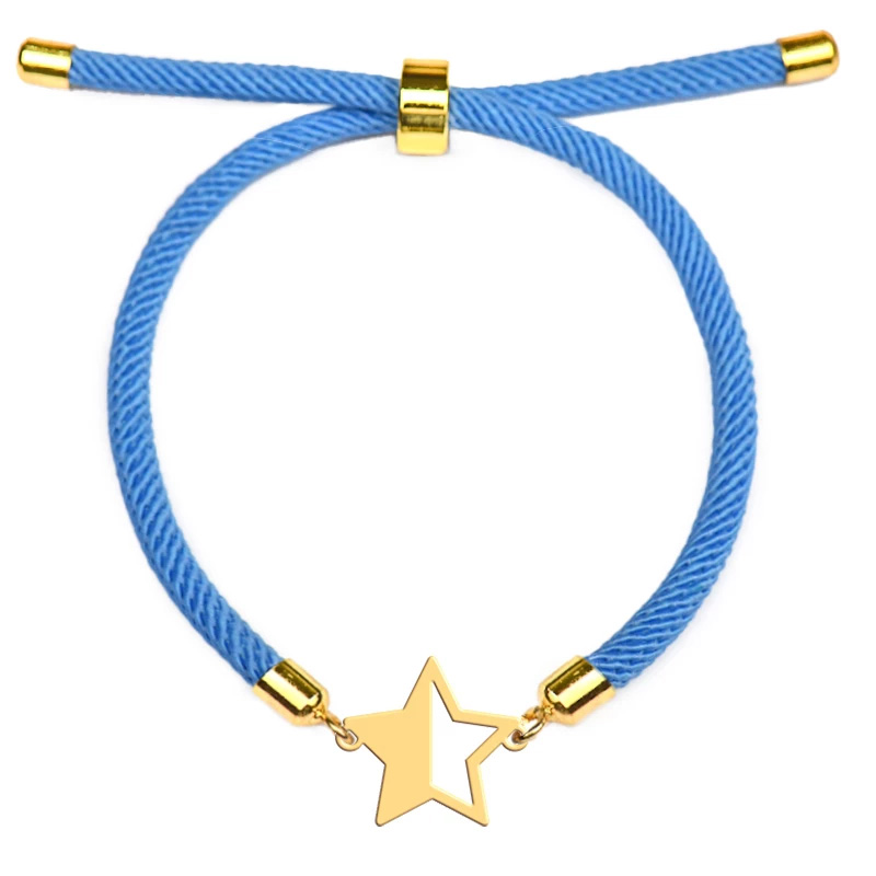 دستبند طلا 18 عیار دخترانه وی وی گلد گالری مدل ستاره نیمه کد S2193 blue