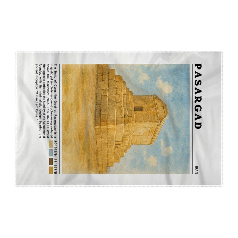 کاغذ کادو ترمه طراحان ایده مدل آرامگاه کوروش بزرگ پاسارگاد کد map0826 سایز 57x37 سانتی متر