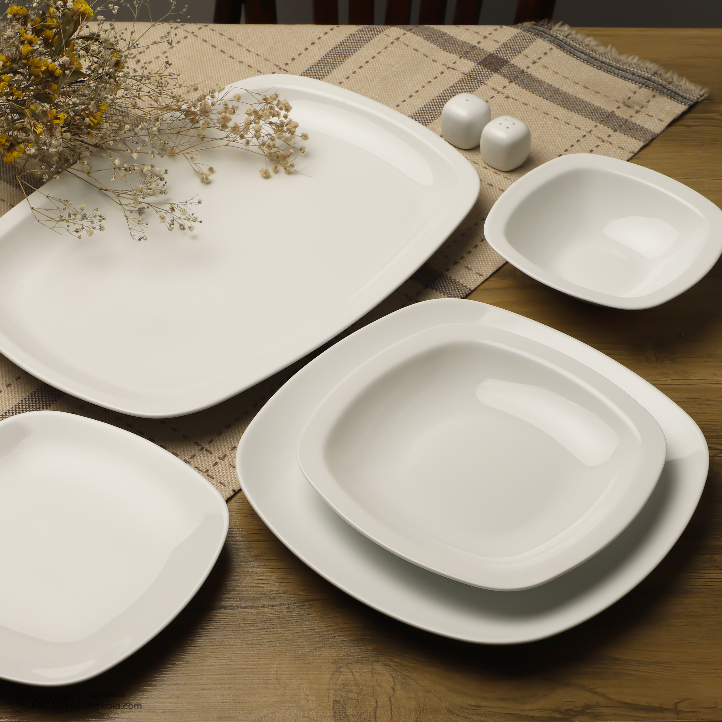 سرویس 27 پارچه چینی زرین ایران سری کواترو مدل White درجه عالی