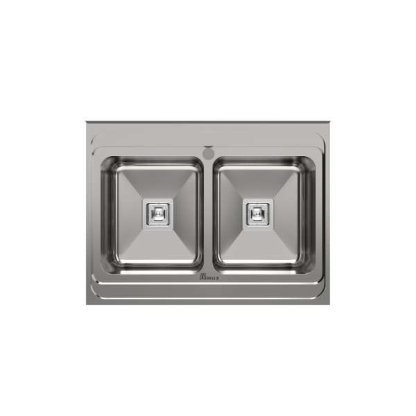 سینک ظرفشویی استیل روکار دو لگنه بیمکث مدل 935 سینک ظرفشویی استیل روکار دو لگنه بیمکث مدل 935