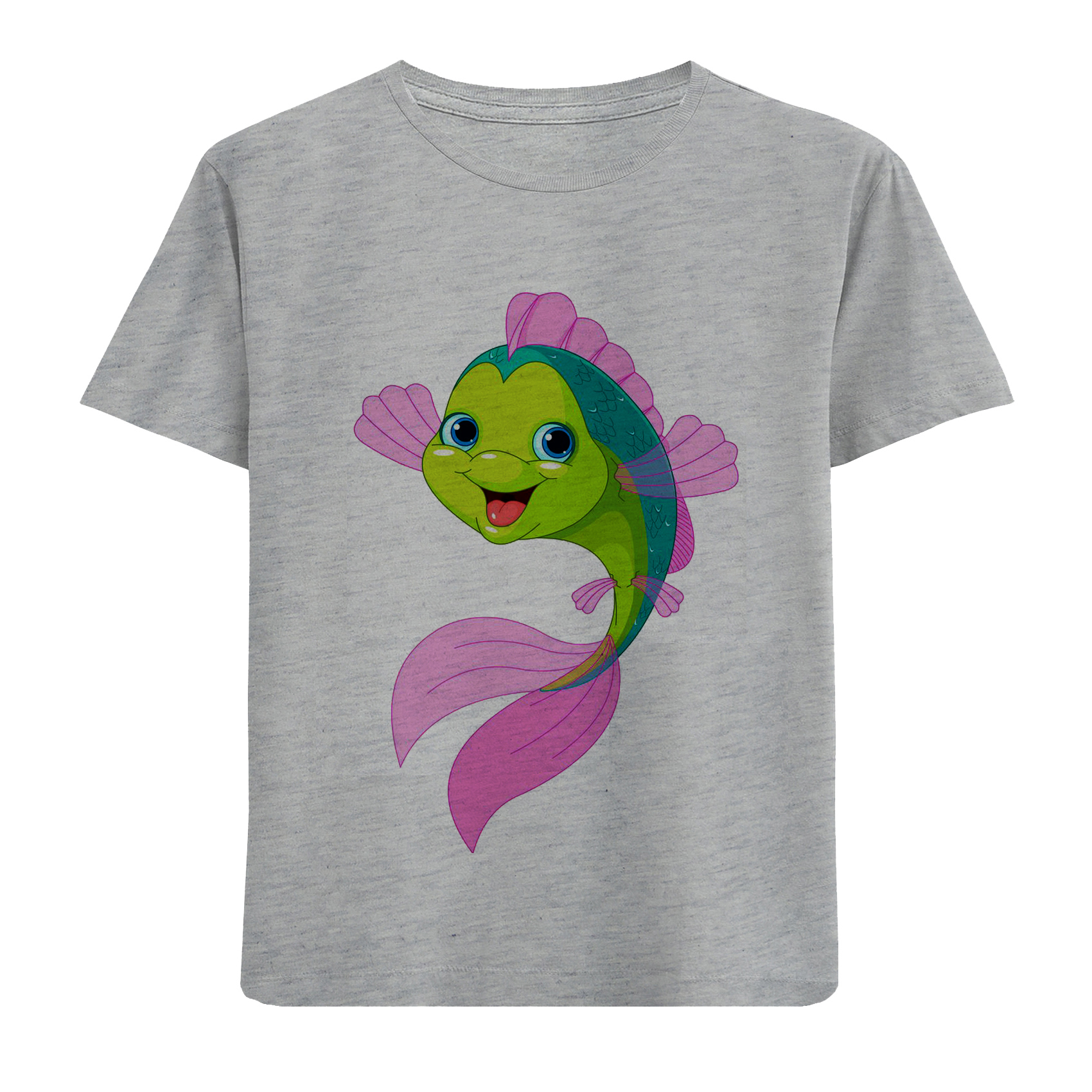 تی شرت آستین کوتاه دخترانه مدل ماهی F565