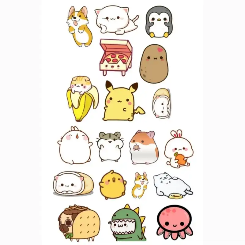 استیکر لب تاپ طرح cutes مجموعه 18 عددی