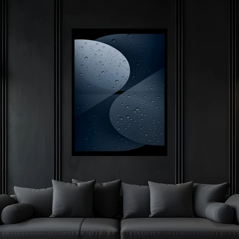 تابلو بکلیت طرح هنری مدرن اشکال مختلف و قطره آب مدل B-bu6030 فریم مشکی