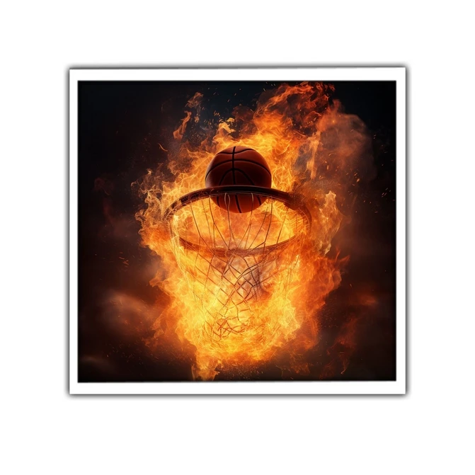تابلو نوری بکلیت طرح تور و توپ بسکتبال و آتش مدل W-MID-17011