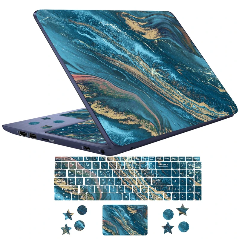 استیکر لپ تاپ راتیانا مدل marble18 مناسب برای لپ تاپ 15 تا 17 اینچ به همراه برچسب حروف فارسی کیبورد